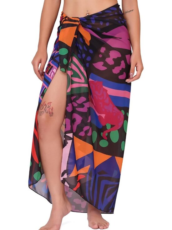 Other - Women's Dark Purple Polyester Chiffon Beach Sarong Swimsuit Coverups Wraps